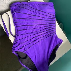 Purple Striped One Piece